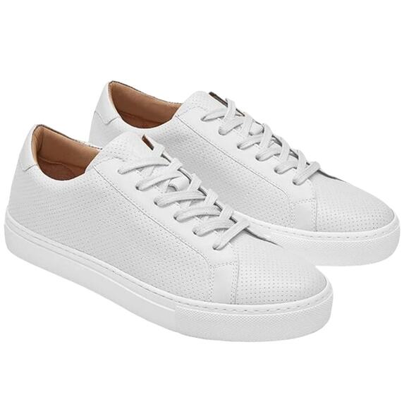 Greats Brooklyn The Royale Perforated Sneaker Leather Low Top Lace Up White 9 - Picture 1 of 10
